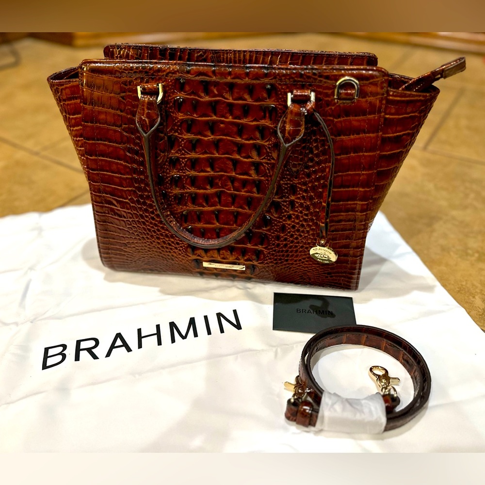 Brahmin PECAN small Finley purse